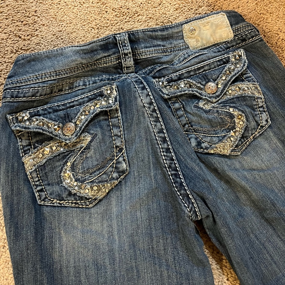 Women’s Silver Brand Jeans | Suki | Size 27 | Embellished Pockets | Y2K